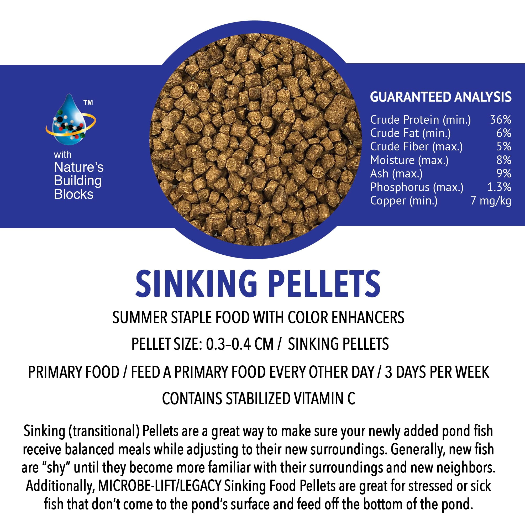 Ecological Labs MLLSPSM Microbe Lift Sinking Pellets Fish Food, 14-Ounce Multi-Colored