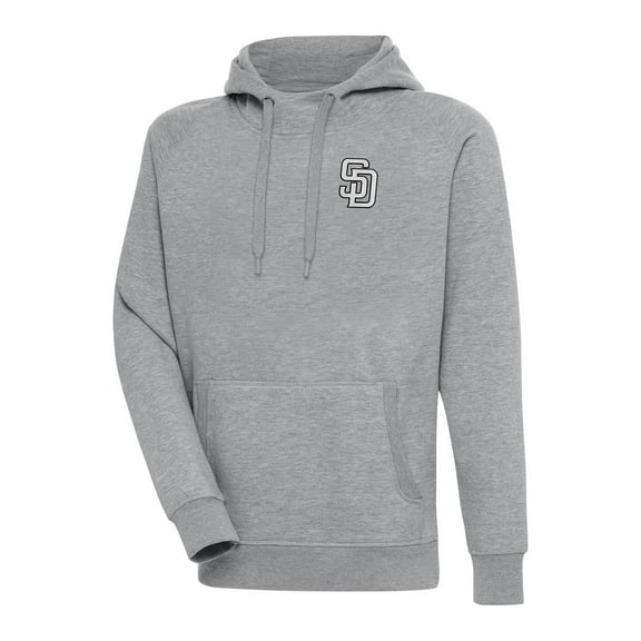 Men's Antigua Heather Gray San Diego Padres Metallic Victory Pullover Hoodie