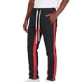 thumbnail image 2 of Mens Stripe Track Pants Color Block Side Stripes Slit Y2k Drawstring Zipper Pockets Casual Skinny Fit Stretch Trousers Elastic Jogger Gym Workout Pants Streetwear Red, 2 of 6