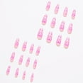 thumbnail image 2 of Juego de 24 uñas postizas de cobertura total para mujeres y niñas, elegantes uñas de ataúd con forma de corazón rosa, 2 of 6
