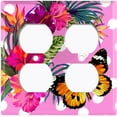 thumbnail image 3 of Metal Light Switch Plate Cover Hibiscus Flower Butterfly Pink Polka Dots FLW035, 3 of 15