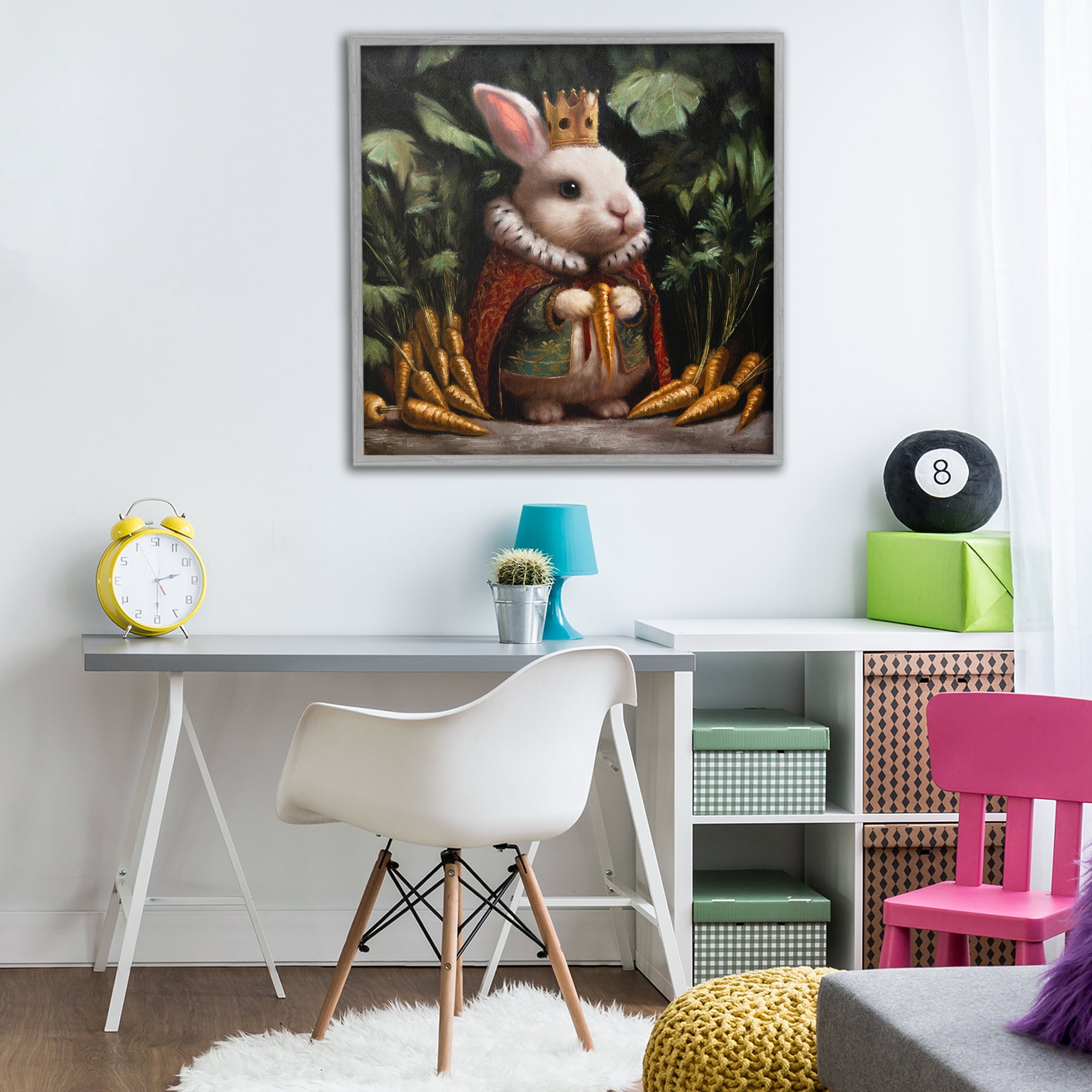 Stupell Industries Carrot Gold Royal Rabbit Gray Framed Giclee Art, design by Lucia Heffernan