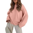 thumbnail image 2 of Suéter Informal de Punto Afelpado de Larga Extragrande para Mujer, Ropa de Otoño Rosa L, 2 of 8