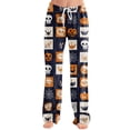 thumbnail image 2 of Womens Lounge Pants Halloween Plaid Pumpkin Print Elastic Waist Comfy Pjs Sleep Pants, 2 of 5
