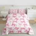 thumbnail image 3 of Feelyou Chic Pink Bowknot Bedding Comforter Set for Kids, Romantic Love Heart Twin Comforter Sets, Fashion Buffalo Plaid Reversible Bedding Set, Ultra Soft Bedroom Decor, 2 Pieces, 3 of 9