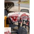 thumbnail image 4 of Outdoor Tablecloth with Umbrella Hole and Zipper, Gnomes Valentines Square Table Cloth 60x60 Inch Waterproof Tablecloth, Pink Red Love Heart Eucalyptus Rustic Picnic Table Cover for Patio Camping, 4 of 7