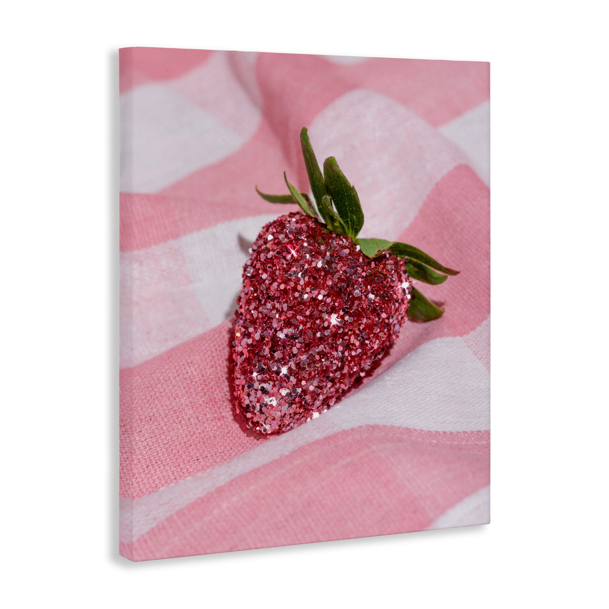 Stupell Industries Glimmer Strawberry on Pink Canvas Wall Art, design by LISH Creative