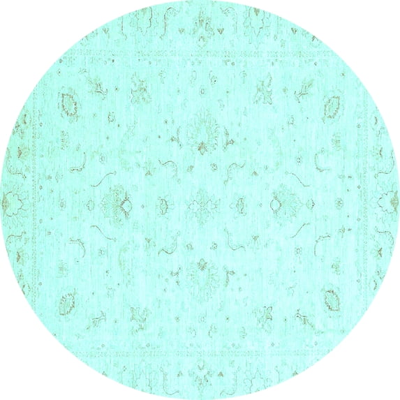 Ahgly Company Indoor Round Oriental Light Blue Traditional Area Rugs, 6' Round