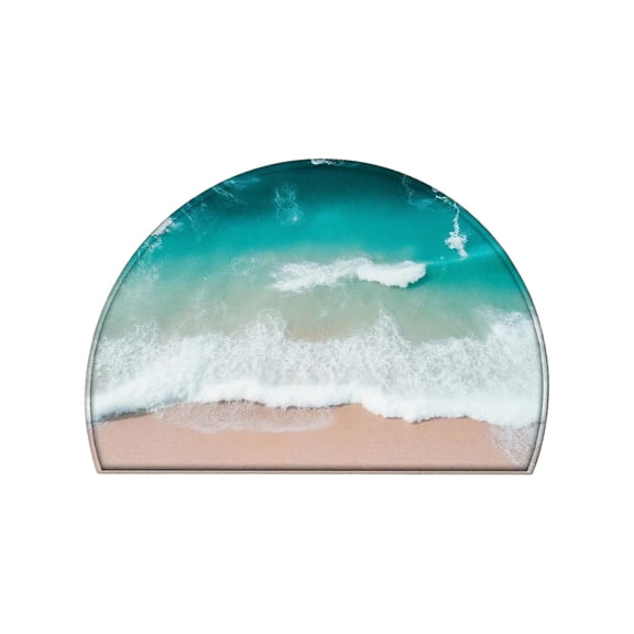 A 24X16 Inches Carpet Beach Themed Pattern Entrance Door Semicircle Mat Household Absorbent Nonslip Foot Mat Dirt Proof Mat Bathroom Nonslip Mat Style A
