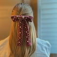 thumbnail image 2 of Ellison+Young Pearl Throwed Velvet Bow Hair Clip, 2 of 7