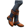 thumbnail image 5 of Rotm Fall Boots for Womens 2025 Womens Low Heel Mid-Calf Boots-Christmas Women'S Cowboy Boots Vintage Winter Boots Dark Blue,7.5, 5 of 7
