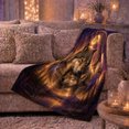 thumbnail image 6 of Wolf Pair in Moonlit Forest with Golden Circle, Serene Wildlife Motif for Wolf Lovers, Housewarming Gift, Cozy Flannel Blanket for Cabin and Living Room, Rustic Home Decor, 6 of 9