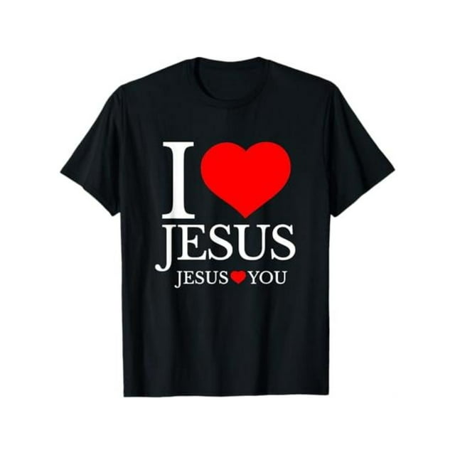 Camiseta de algodón de manga corta con la frase "Amo a Jesús, Jesús te ama, camiseta cristiana, regalo del Día del Padre".