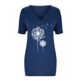 thumbnail image 4 of Oalirro Women's Tops, Tees & Blouses Women Blouses and Tops Fashion Women's Fashion Printed Casual V-neck Short Sleeve Loose T-shirt Tops Navy, 4 of 9