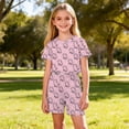 thumbnail image 4 of Kids Girls Fashion Cute Print Loose Short Sleeve Top Shorts Set Homewear Set, 4 of 8