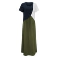 thumbnail image 4 of B91xZ Robe Tunique d'Été pour Femmes Manches Courtes Col Rond Ligne A Plissée Longueur Genou Robe Tunique, Vert m, 4 of 5
