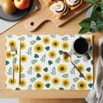 thumbnail image 2 of Spring Sunflowers Placemats Set of 6 Green Leaves Yellow Floral Rustic Botanical Place Mats Indoor Wipeable Table Mats Washable Dining Table Placemats for Kitchen Holiday Party Home Decor 13x19 Inch, 2 of 9