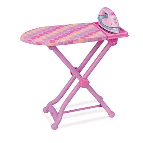 GIRLS FOLDABLE METAL FRAME PINK IRONING BOARD WITH IRON TOY 