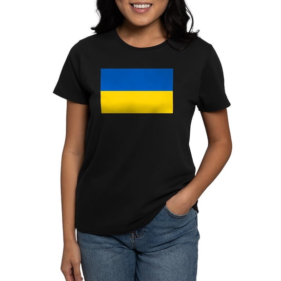 CafePress - Flag Of Ukraine T Shirt - Women's Traditional Fit Dark T-Shirt