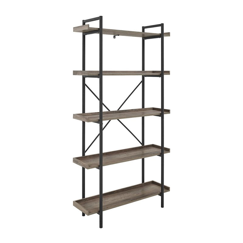 68 Industrial Metal Bookcase Grey, Industrial Pipe Shelves Kitchenaid