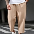 thumbnail image 4 of HOOMEUMY Mens Crinkled Gauze Pants Drawstring Elastic Waist Casual Summer Trousers Light Breathable For Beach Vacation Daily Wear, 4 of 8