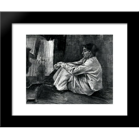 - Sien with Cigar Sitting on the Floor near Stove 20x24 Framed Art Print by Vincent van Gogh