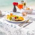 thumbnail image 3 of Under The Sea Tablecloth Summer Beach Seashell Coral Table Cover Coastal Ocean Themed Rectangle Table Cloth for Kitchen Dining Table Picnic Decoration Supplies, 60x102 Inch, 3 of 6