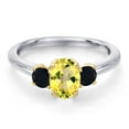 thumbnail image 3 of Gem Stone King 925 Silver and 10K Yellow Gold Canary Mystic Topaz and Black Onyx Engagement Ring for Women | 1.06 Cttw | Oval 7X5MM | Gemstone November Birthstone | Size 9, 3 of 6