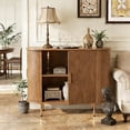 thumbnail image 3 of Howcool 40" Credenza Buffet Sideboard Cabinet with Storage, Modern Fluted Sliding Door Console with Adjustable Shelf for Kitchen, Entryway & Coffee Bar,Yellow Walnut, 3 of 6