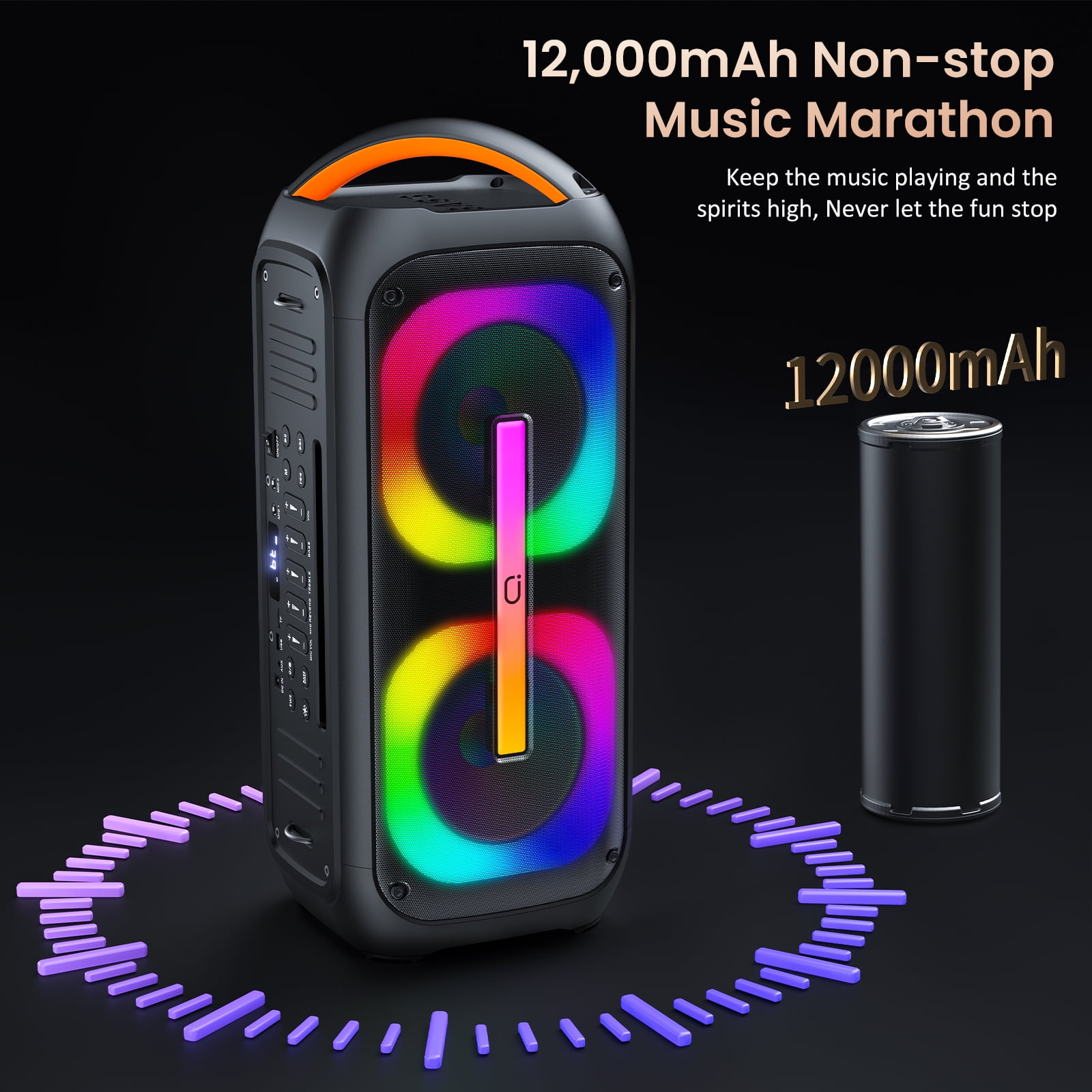 JYX Karaoke Machine for Adult, Bluetooth Party Speaker with 2 Wireless Karaoke Microphones, Home Karaoke System with RGB Light, MIC Reverb, AUX Input