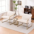 thumbnail image 5 of Aukfa Set of 2 Upholstered Sling Accent Chairs, Hanging Armchairs with Arm Pocket, Metal Frame & Crushed Foam Cushions for Living Room/Bedroom, 5 of 8