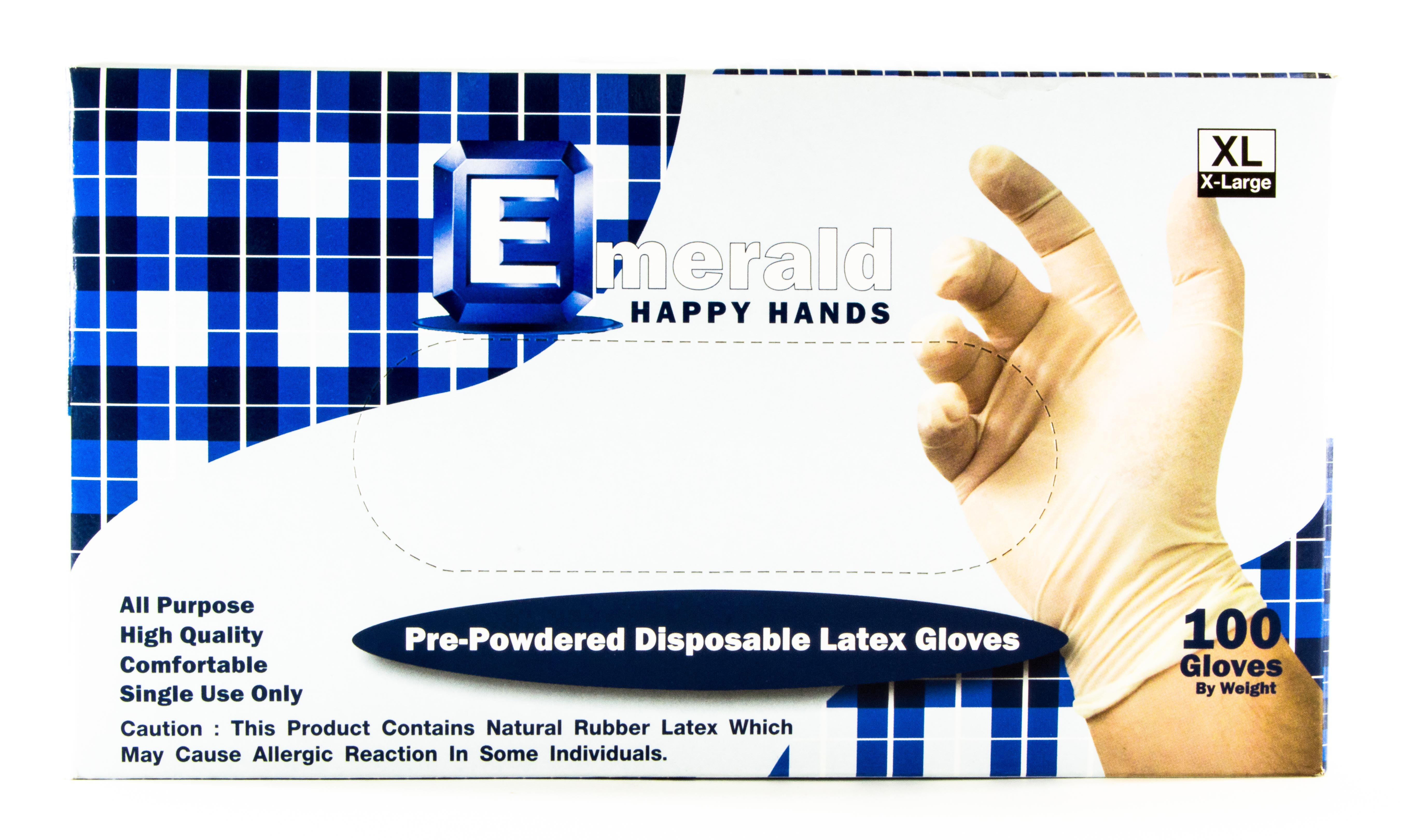 Happy Hands Powdered Latex Gloves 4 Mil Box of 100 (XLarge