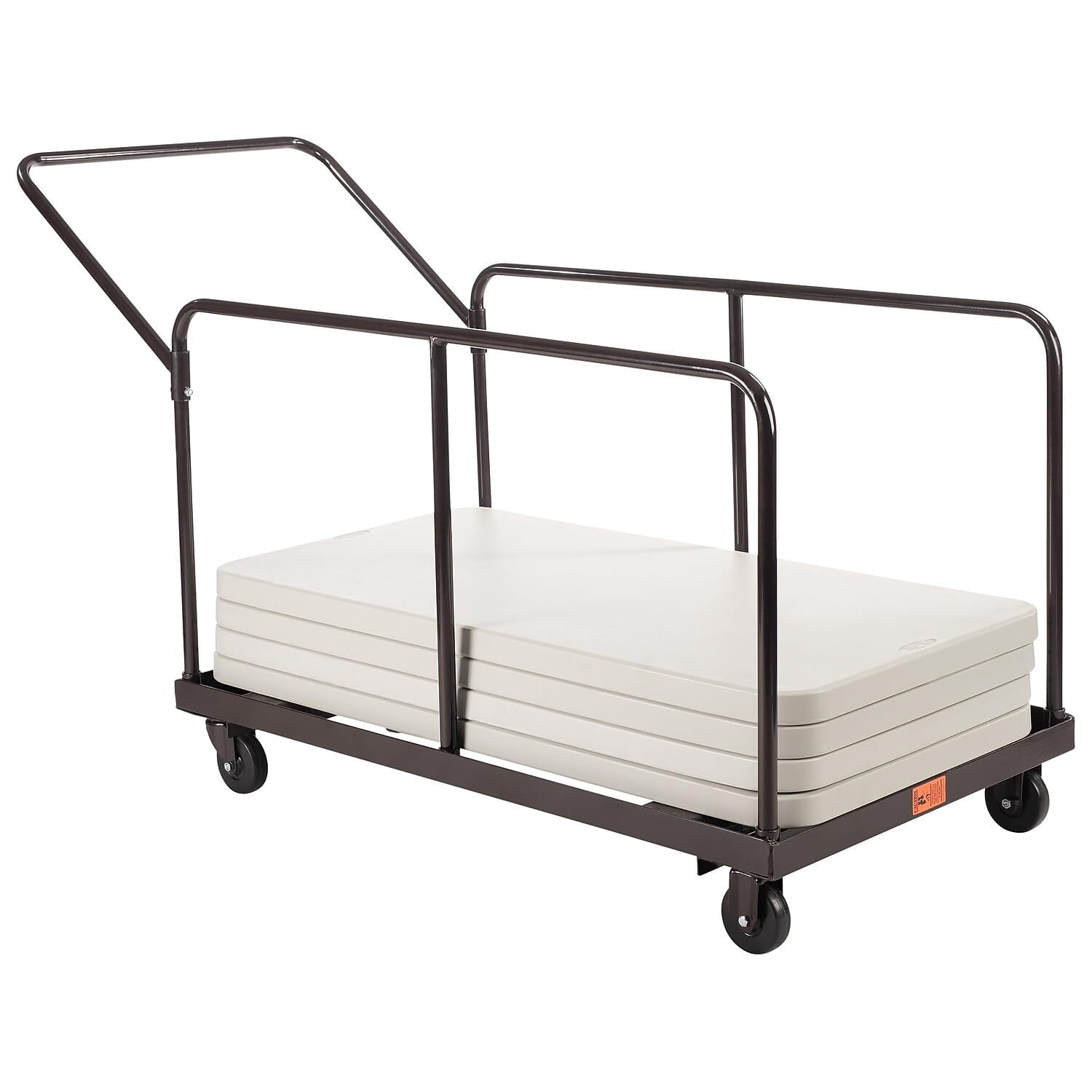 Pemberly Row Metal Folding Table Dolly For Round and Rectangular Tables in Brown