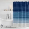 thumbnail image 4 of Navy Blue Ombre Waterproof Fabric Shower Curtain,Modern Abstract Art Blue White Striped Waterproof Fabric Shower Curtain for Bathroom Curtains Bathtubs Shower Curtains with 12 Hooks Extra Long 72x96, 4 of 8