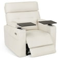 thumbnail image 6 of BarberPub Lay Flat Power Recliner with Hidden Arm Storage, Swivel Tray Table, PU Leather, Beige, 6 of 11