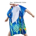 thumbnail image 2 of Ounissouiy amplio suave y cómodo azul de la toalla de playa de la microfibra de los niños del tiburón de la sirena Juegos de accesorios de baño, 2 of 6