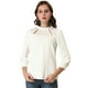 thumbnail image 1 of INSPIRE CHIC Blusa Panel Bordado Floral Cuello Con Volantes Manga 3/4 Para Mujer Blanco M, 1 of 6