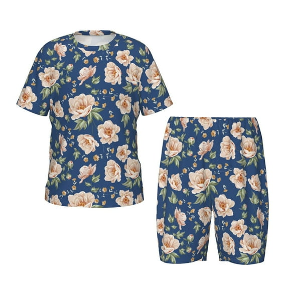 Balery Flower Conjunto de Pijama Infantil de Manga Corta con Estampado – Ropa de Dormir de Algodón Suave-X-Large