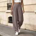 thumbnail image 4 of Womens Cotton Pants High Waist Baggy Barrel Loose Fit Boho Pants Summer Beach Vacation Trousers with Pockets, 4 of 7