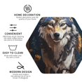 thumbnail image 3 of Pofeuu Oil Painting Tribal Wolf Print Coasters for Drinks, 4Pack PU Leather Coasters, Bar Drink Coasters for Tabletop Protection, Furniture from Damage-Hexagon, 3 of 6