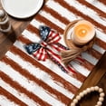 thumbnail image 3 of Thin Brown Lines Table Runner 72 Inches, Patriotic Bow Vintage Distressed Striped Bed Runner Dresser Scarves Tabletop for Indoor Outdoor Parties/Ceremony/Banquet, 14" x 72", 3 of 9