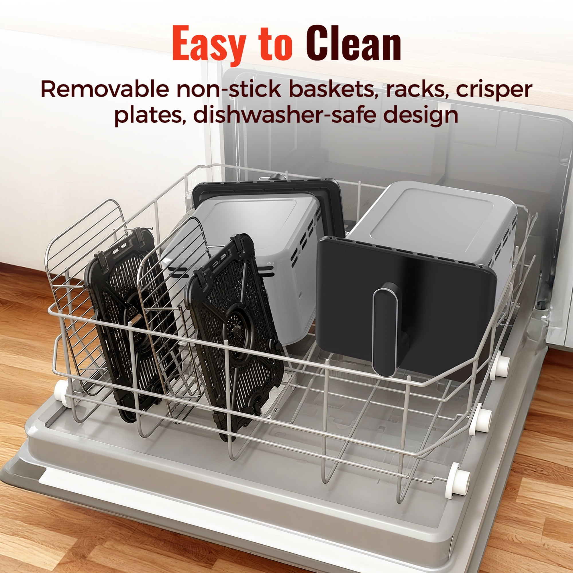 11.6 QT 2-Baskets Air Fryer, 6-in-1 Presets & Digital Touchscreen, Sync & Match, Dishwasher Safe & Space Saving
