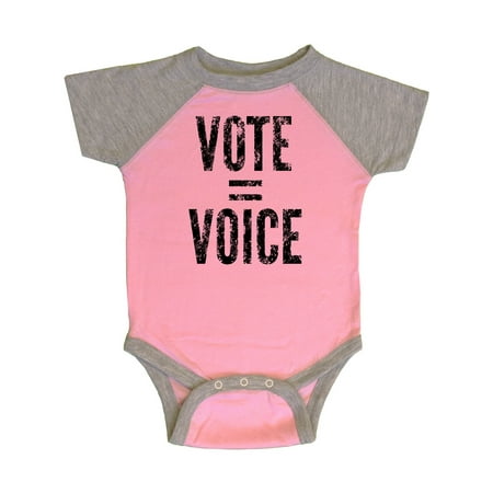 

Inktastic Vote Equals Voice Distressed Black Text Gift Baby Boy or Baby Girl Bodysuit