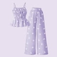 thumbnail image 2 of Bovxnpu Girls Summer Clothing Sets Girls Bow Graphic Tank Top Elastic Waist Wide Leg Pants Sweet Outfit Set, 2 of 4