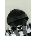 thumbnail image 5 of Bagilaanoe Toddler Baby Boy Hooded Jacket Plaid Long Sleeve Single-Breasted Shacket Coat with Pockets 6M 12M 18M 24M 3T 4T 5T Kids Fall Casual Outwear, 5 of 9