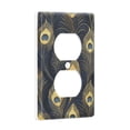thumbnail image 2 of Yayeee Duplex Wall Plate 1-Gang 4.5"x2.7" Home Receptacle Light Switch Decorative Outlet Cover, Peacock Feathers Pattern, 2 of 7