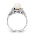 thumbnail image 2 of Solid 14k White Gold 6mm Freshwater Cultured Pearl Diamond Ring Band Size 6 (.072 cttw.), 2 of 6