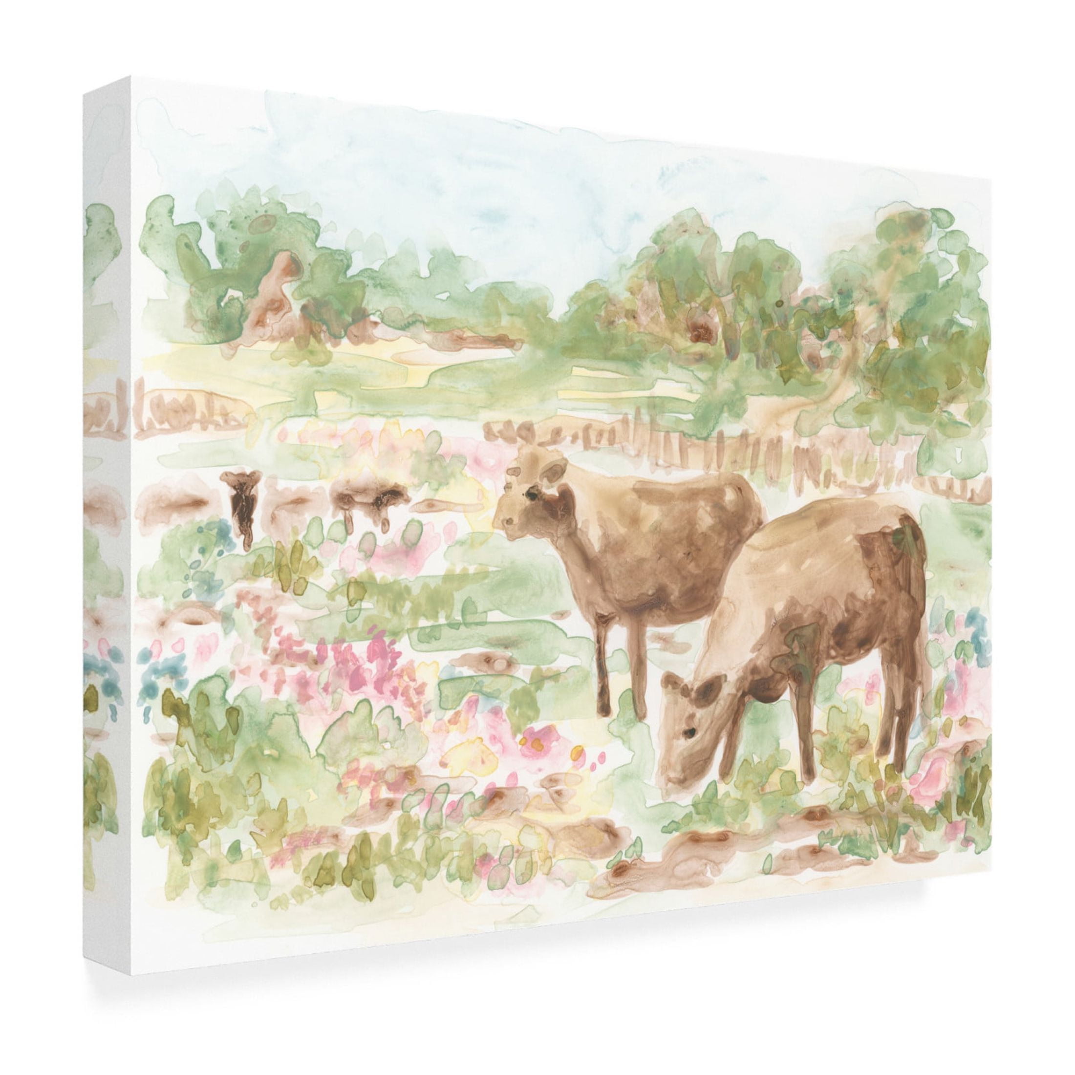 Trademark Fine Art June Erica Vess Cow Meadow II Canvas Wall Art
