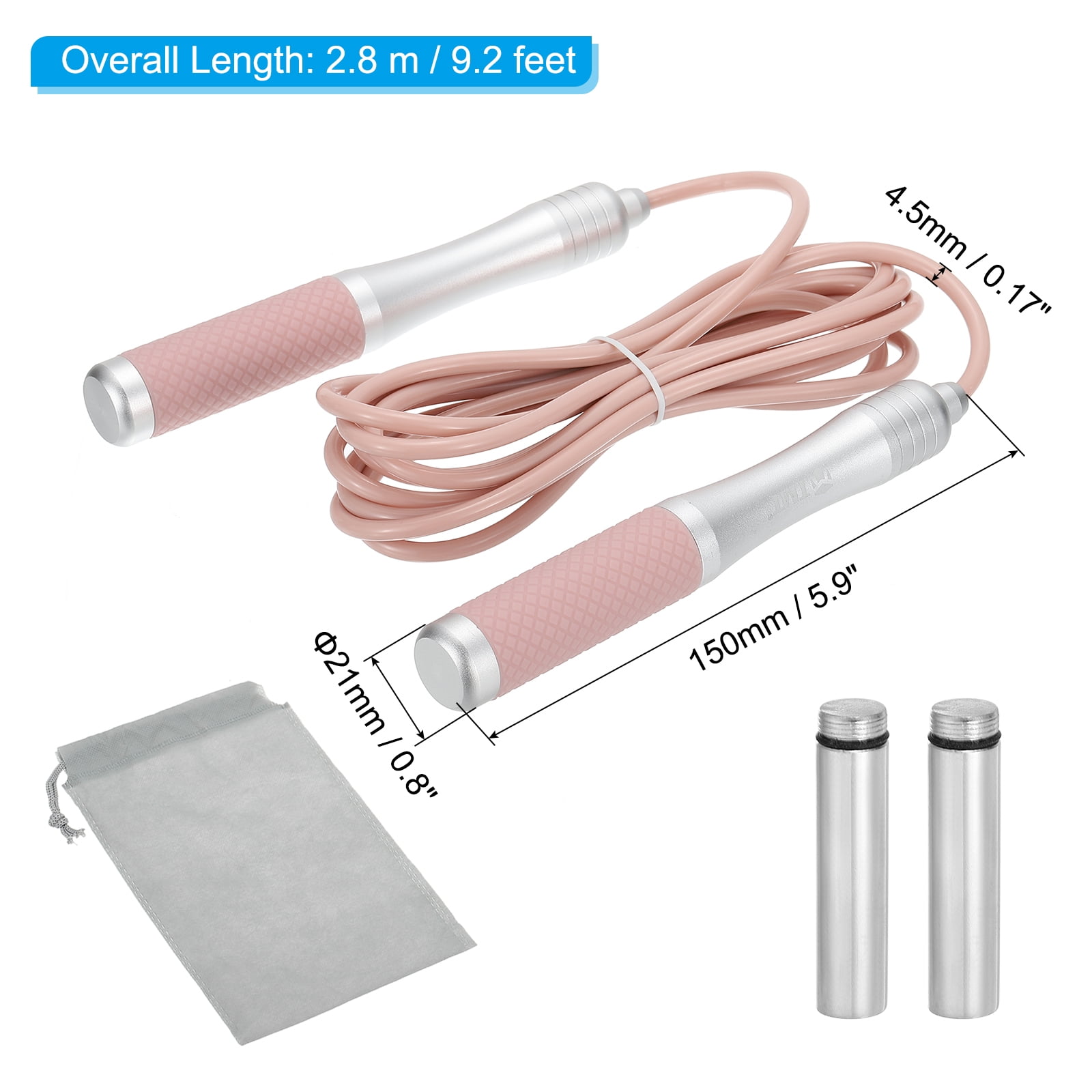 Uxcell Speed Jump Rope Weighted Skipping Rope Tangle-Free Adjustable Rapid Jumping Rope with Load Block Pink