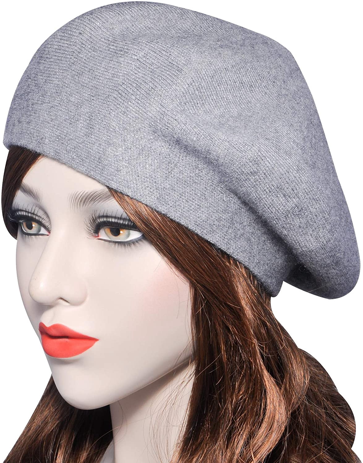 Womens Reversible Cashmere Beret Hat 